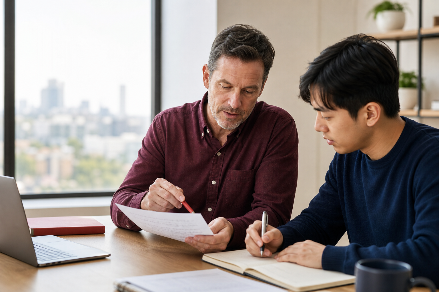 IELTS teacher giving a student feedback